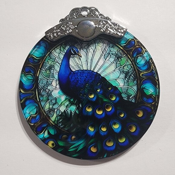 Peacock Ornament Stained Glass Hanging Decor Holiday-Sun Catcher-Christmas - Picture 6 of 7